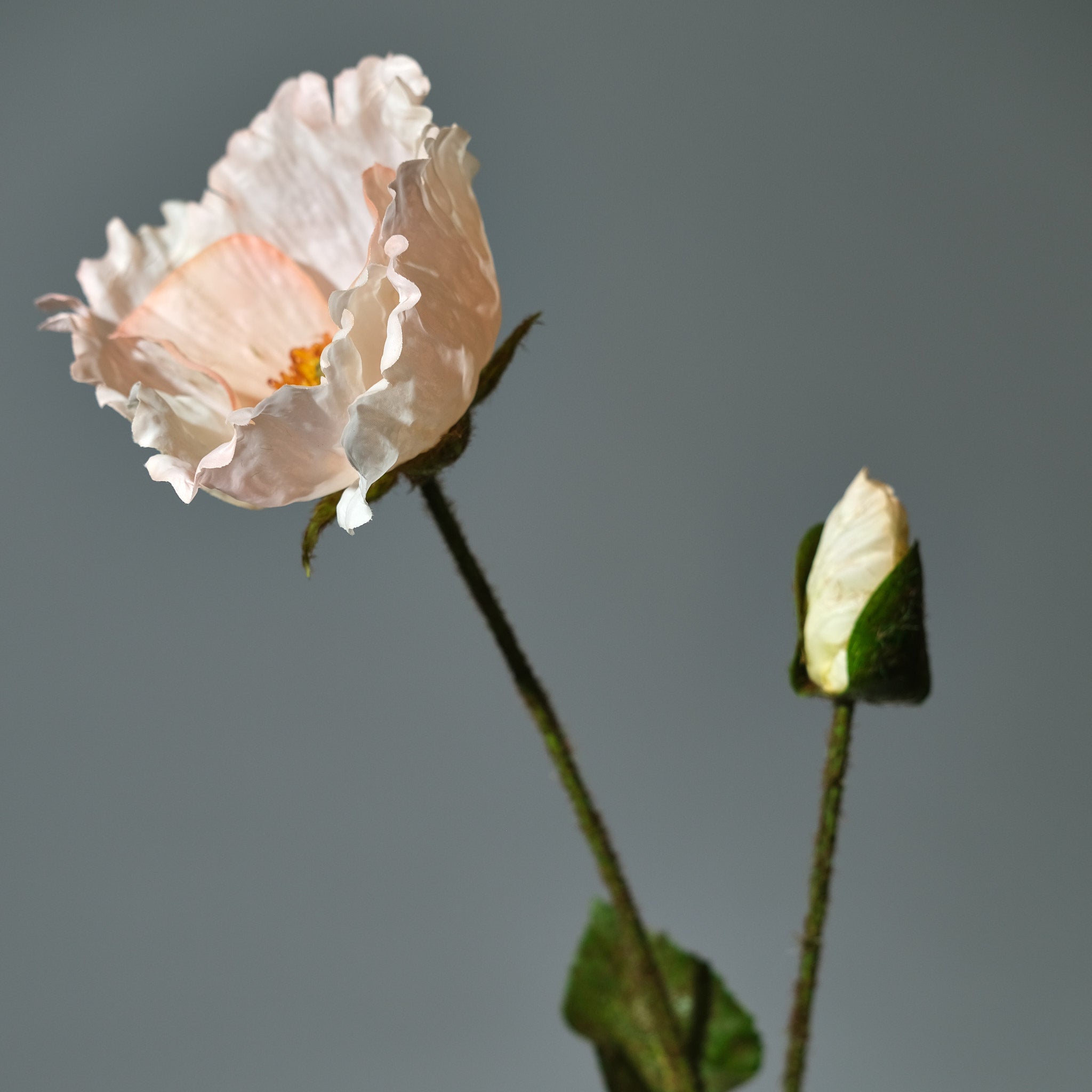 Närbild på konstgjord Vallmo Rosa med knopp - FLORISSMA