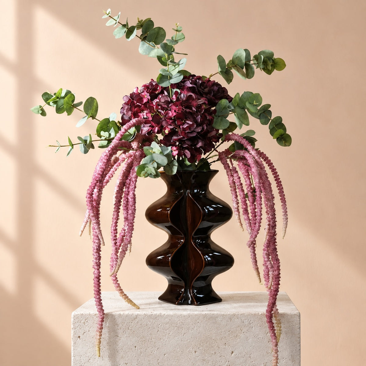 Velvet Edge - A Chic Autumn Bouquet with Lush Real Touch Hydrangeas and Warm, Soft Amaranthus